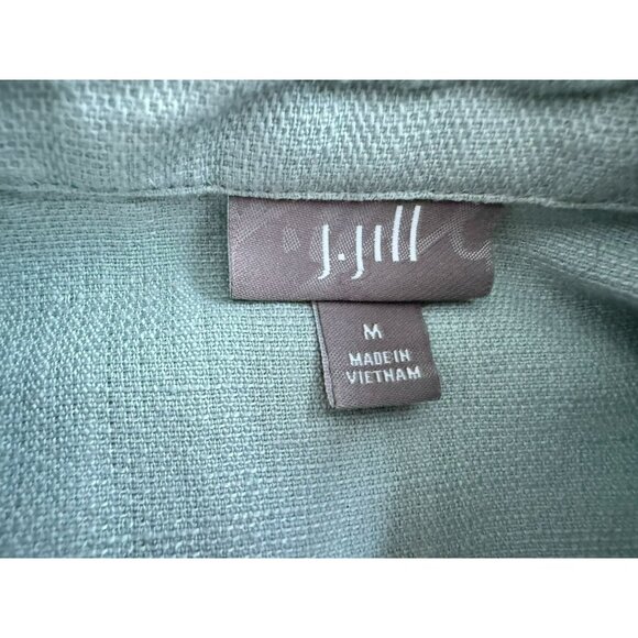 J. Jill Linen Blend Cropped Topper Jacket A-Line Fabric Buttons 3/4 Sleeve Sz M - Picture 5 of 6